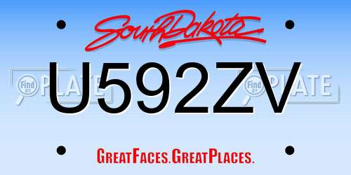 U592ZV South Dakota License Plate