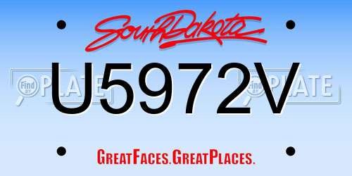 U5972V South Dakota License Plate