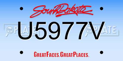 U5977V South Dakota License Plate