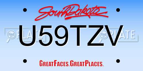 U59TZV South Dakota License Plate