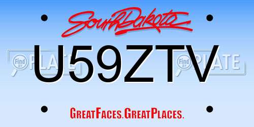 U59ZTV South Dakota License Plate