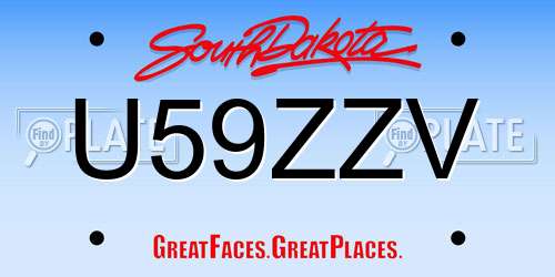 U59ZZV South Dakota License Plate