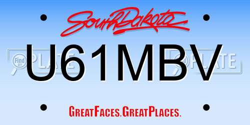 U61MBV South Dakota License Plate