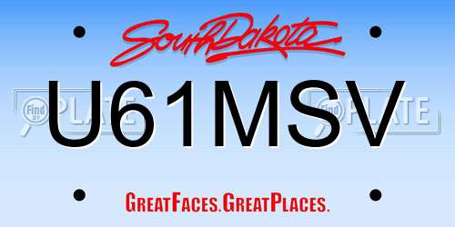 U61MSV South Dakota License Plate