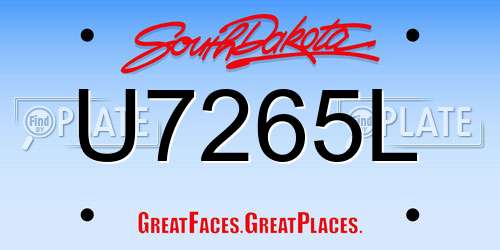 U7265L South Dakota License Plate