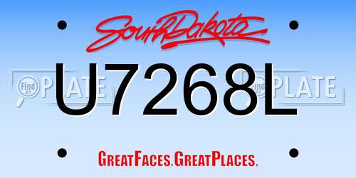 U7268L South Dakota License Plate