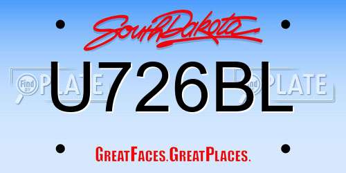 U726BL South Dakota License Plate