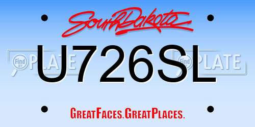 U726SL South Dakota License Plate