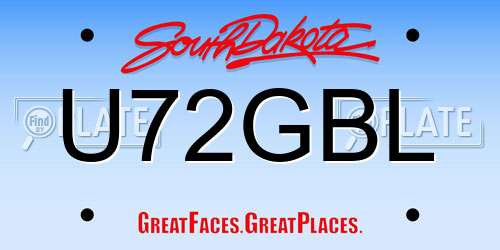 U72GBL South Dakota License Plate