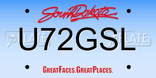 U72GSL South Dakota License Plate