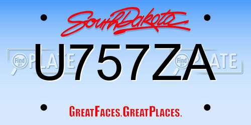 U757ZA South Dakota License Plate