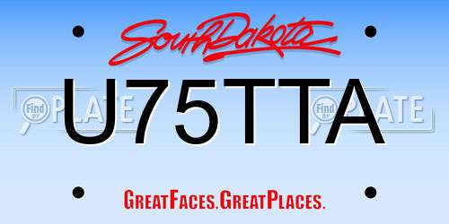 U75TTA South Dakota License Plate