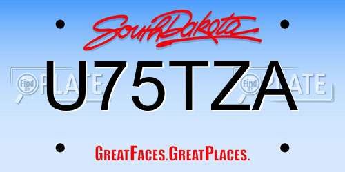 U75TZA South Dakota License Plate