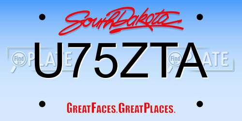 U75ZTA South Dakota License Plate