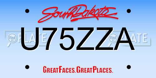 U75ZZA South Dakota License Plate