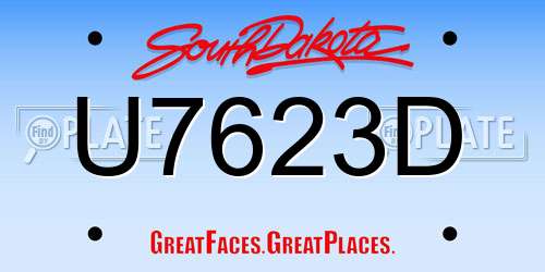 U7623D South Dakota License Plate