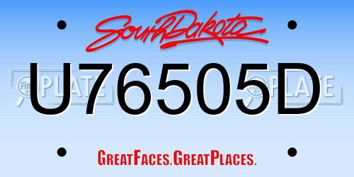 U76505D South Dakota License Plate