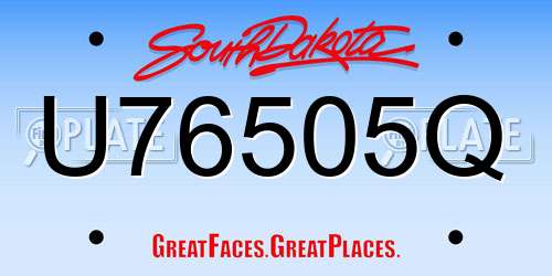 U76505Q South Dakota License Plate
