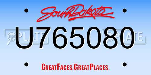 U765080 South Dakota License Plate