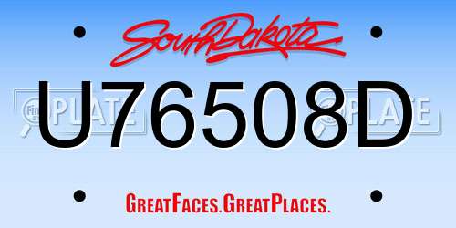 U76508D South Dakota License Plate