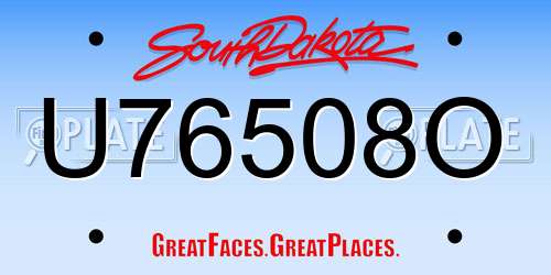 U76508O South Dakota License Plate