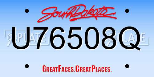 U76508Q South Dakota License Plate
