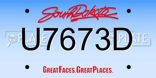 U7673D South Dakota License Plate