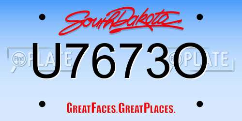U7673O South Dakota License Plate