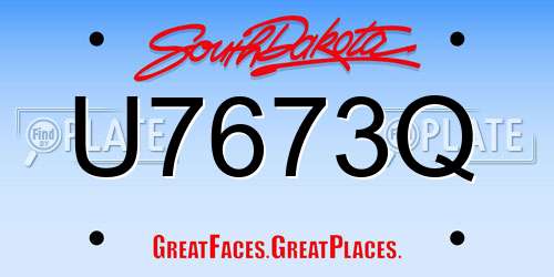 U7673Q South Dakota License Plate
