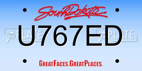 U767ED South Dakota License Plate