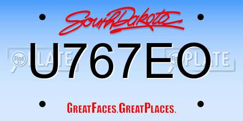 U767EO South Dakota License Plate