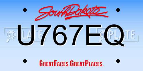 U767EQ South Dakota License Plate