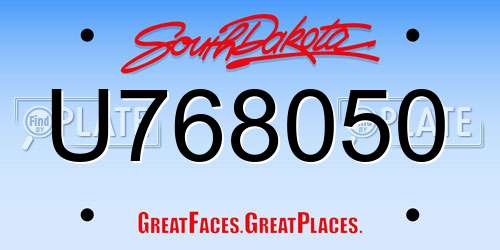 U768050 South Dakota License Plate