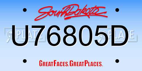 U76805D South Dakota License Plate
