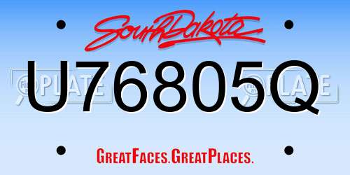 U76805Q South Dakota License Plate