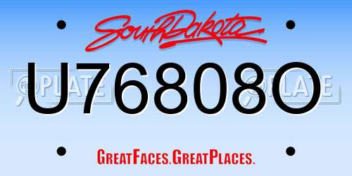 U76808O South Dakota License Plate