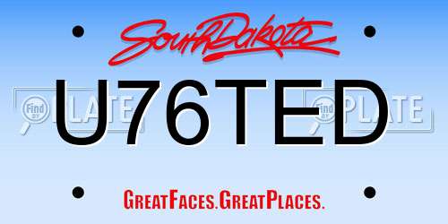 U76TED South Dakota License Plate