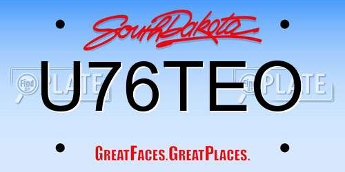 U76TEO South Dakota License Plate