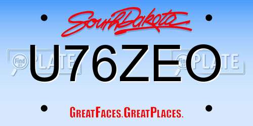 U76ZEO South Dakota License Plate