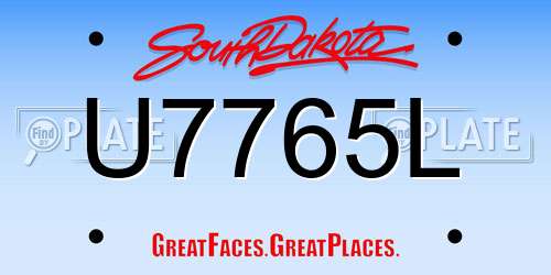 U7765L South Dakota License Plate