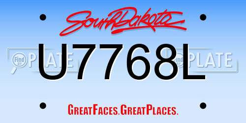 U7768L South Dakota License Plate