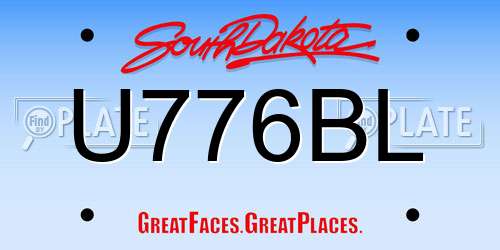 U776BL South Dakota License Plate