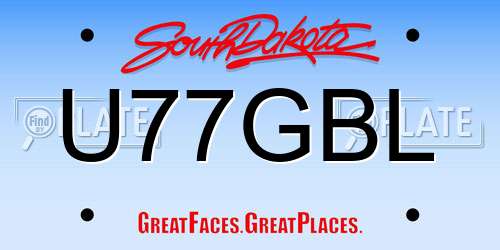 U77GBL South Dakota License Plate