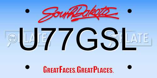 U77GSL South Dakota License Plate