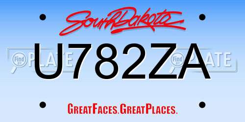 U782ZA South Dakota License Plate