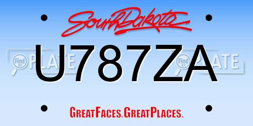U787ZA South Dakota License Plate