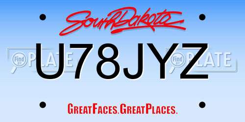 U78JYZ South Dakota License Plate