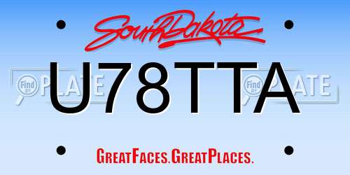 U78TTA South Dakota License Plate
