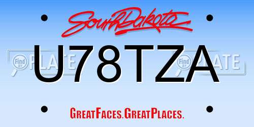U78TZA South Dakota License Plate