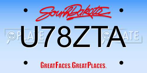 U78ZTA South Dakota License Plate
